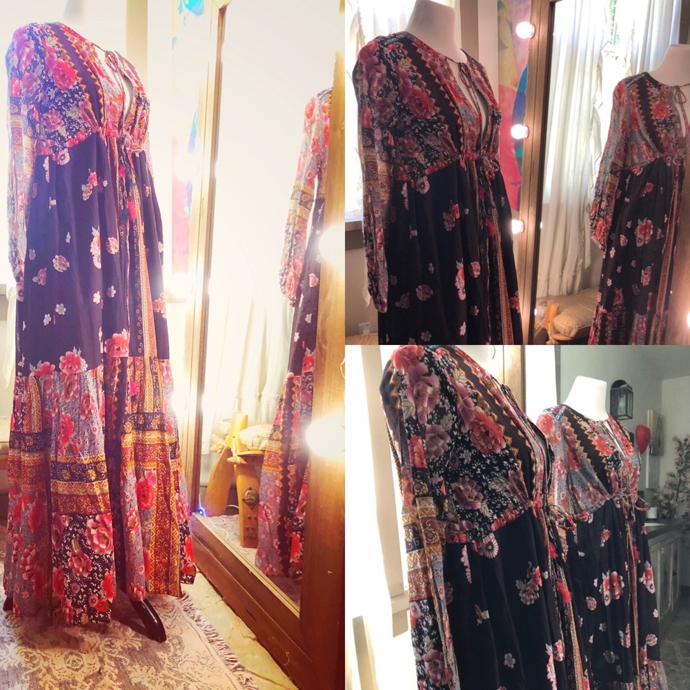 Lydia cotton patchwork floral prairie maxi dress - Picture 9 of 9